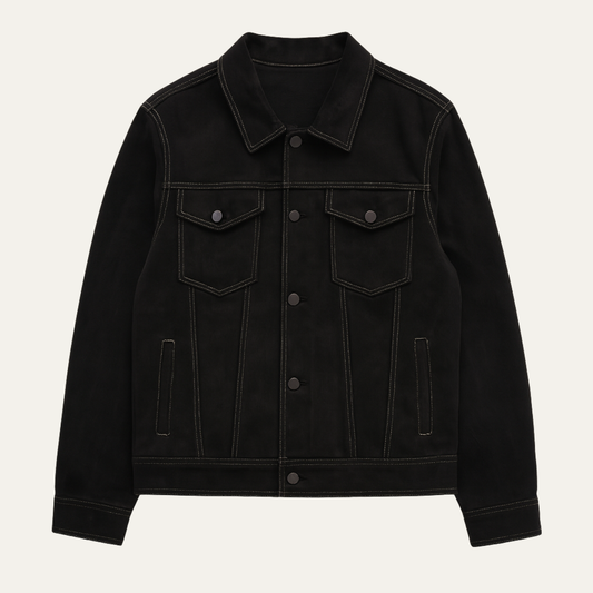 Vintage Suede Mens Classic Button Down Jacket - Nocini