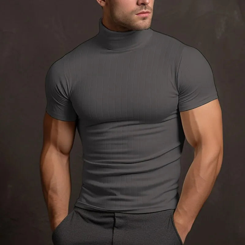 Alejandro - Plain turtleneck t-shirt for men