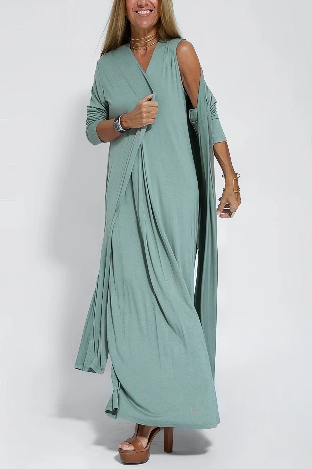 Beautiful Floor Length Dress with Matching Cardigan