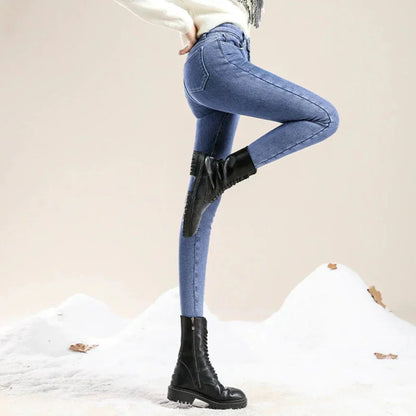 Warm Thermal Women's High Waist Winter Jeans