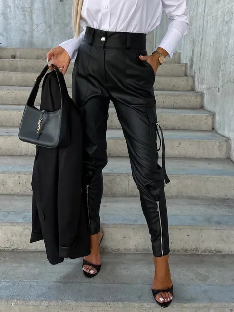 Beatrix | Leather Cargo Pants for Women